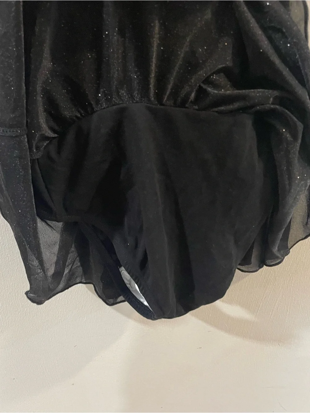 Moret Kids Black Sparkle Skirted Dance Leotard with Rhinestone Detail Size 8/10